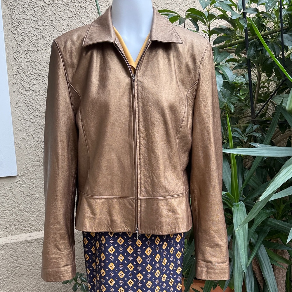 Women's Gold Nicola Berti Leather Jacket
